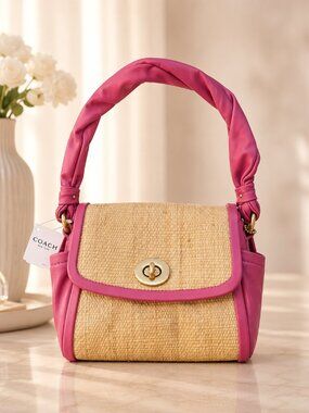Coach F42475 Parker Top Handle Straw Bag